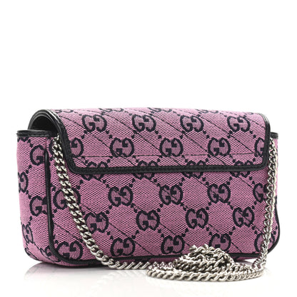 Gucci Monogram Multicolor Matelasse Diagonal Super Mini GG Marmont Shoulder Bag Pink Blue 3 of 10