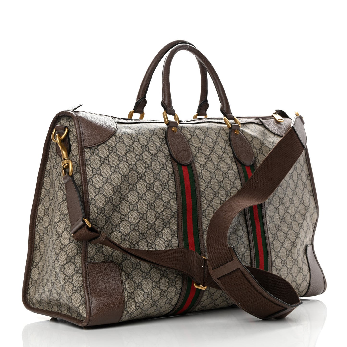 GG Supreme Monogram Web Large Ophidia Carry-On Duffle Bag Beige New Acero
