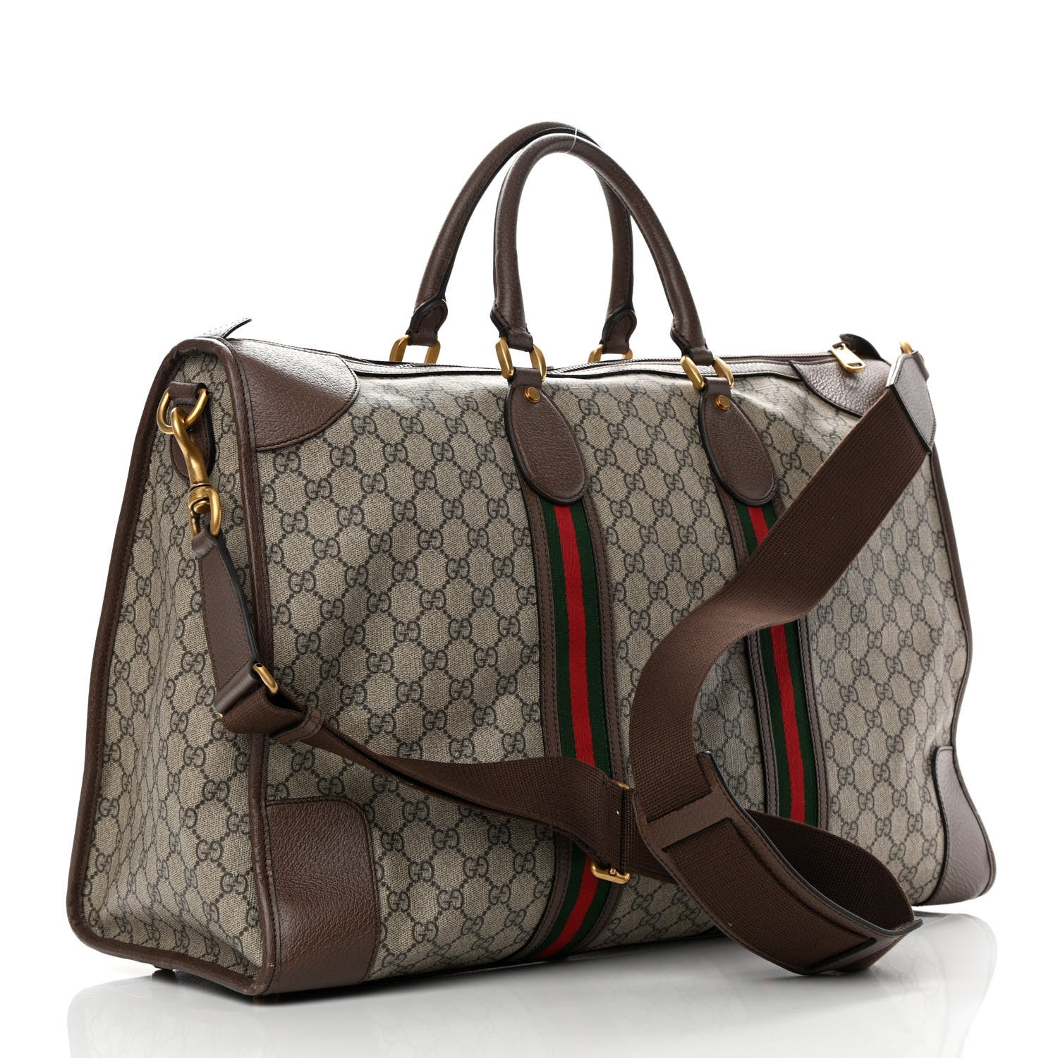 Gucci GG Supreme Monogram Web Large Ophidia Carry-On Duffle Bag Beige New Acero 3 of 18