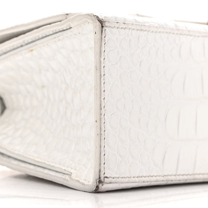 Balenciaga Shiny Calfskin Crocodile Embossed Small Hourglass Sling Shoulder Bag White 9 of 17
