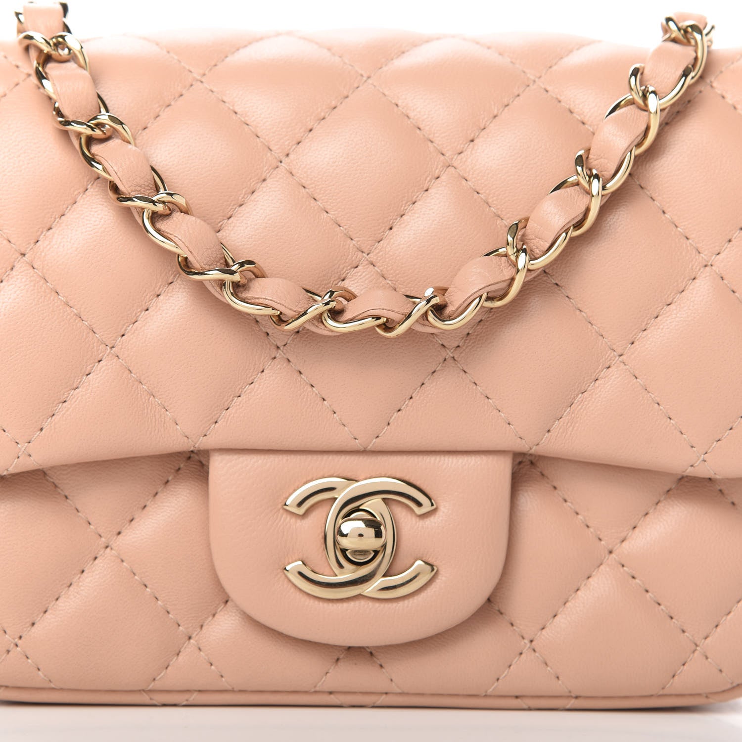 Chanel Lambskin Quilted Mini Square Flap Beige 10 of 11