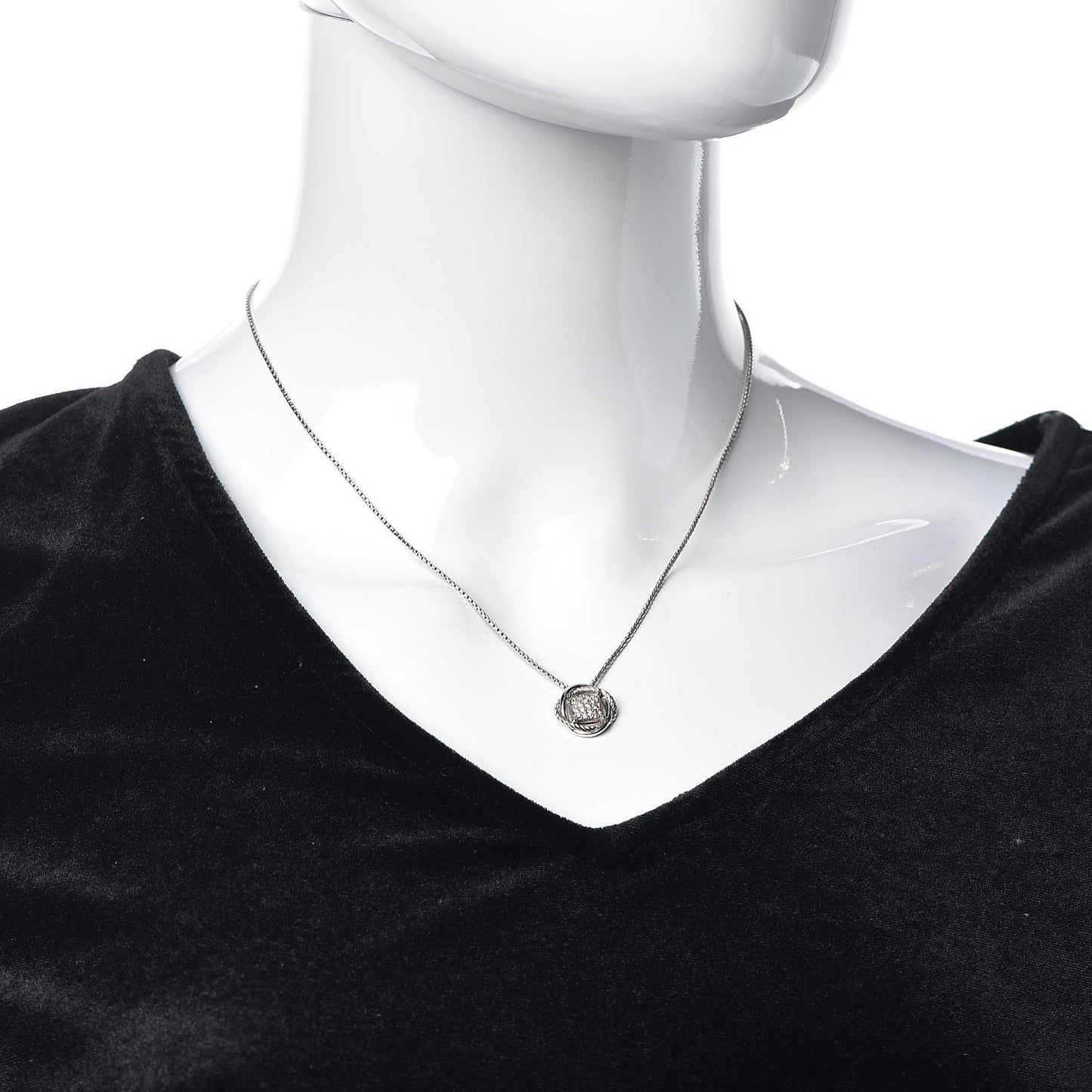 Sterling Silver Diamond 7mm Infinity Pendant Necklace