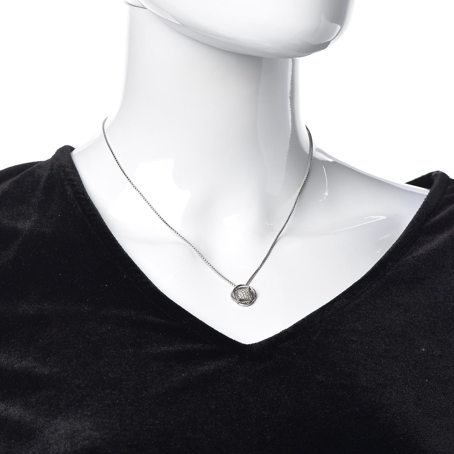 David Yurman Sterling Silver Diamond 7mm Infinity Pendant Necklace 2 of 6