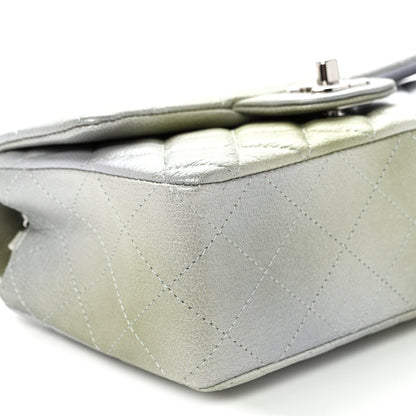 Chanel Metallic Goatskin Quilted Ombre Mini Rectangular Flap Grey Green 9 of 10