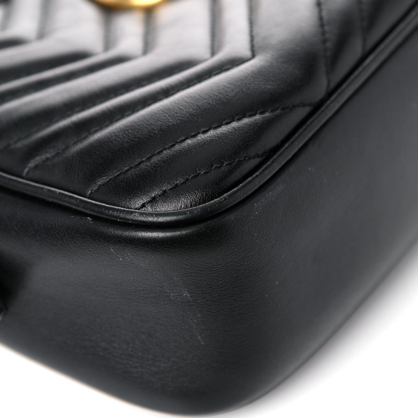 Calfskin Matelasse Small GG Marmont Chain Shoulder Bag Black