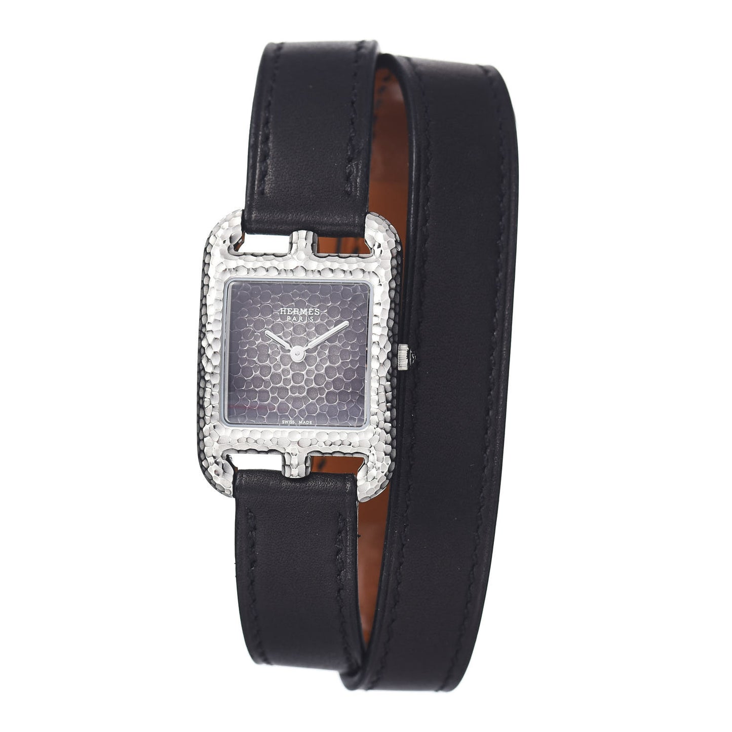 Stainless Steel Barenia 23mm Cape Cod Martelee Double Tour Quartz Watch Noir