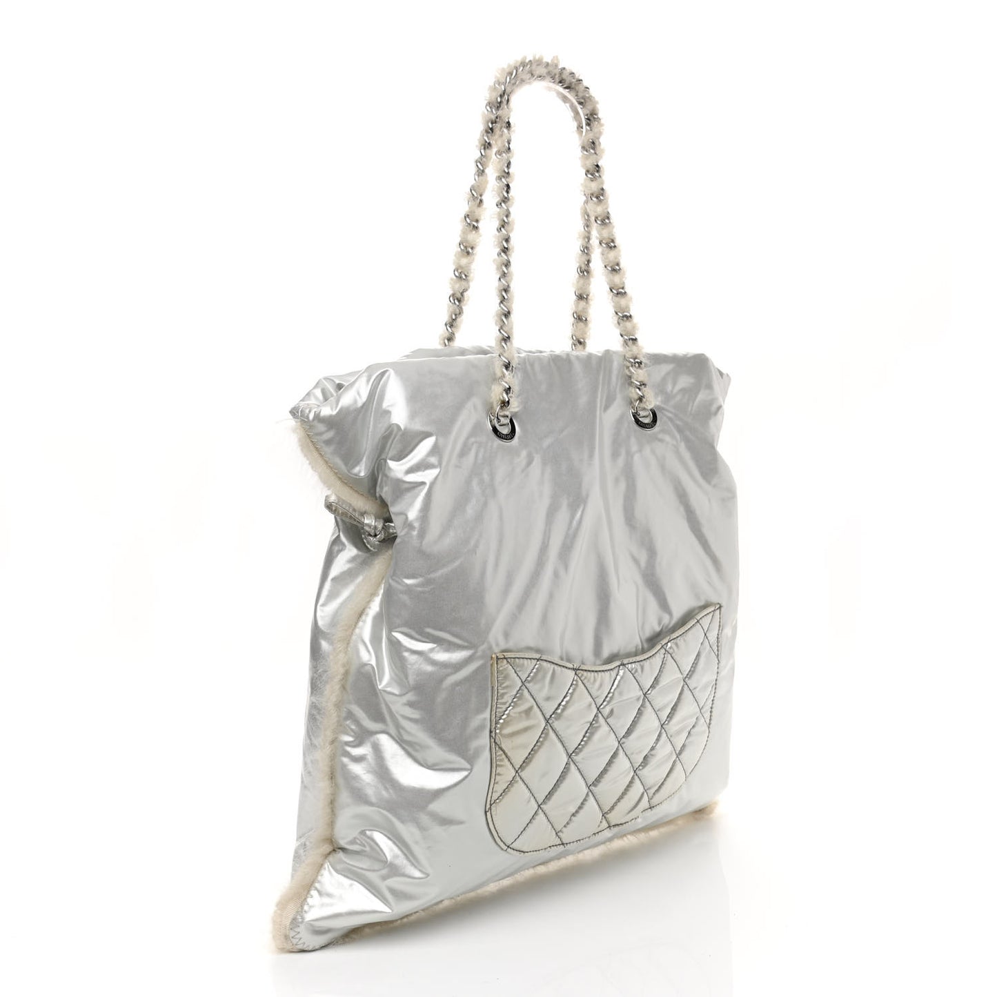Vinyl Mohair Trimmed CC Bonbons Tote Silver