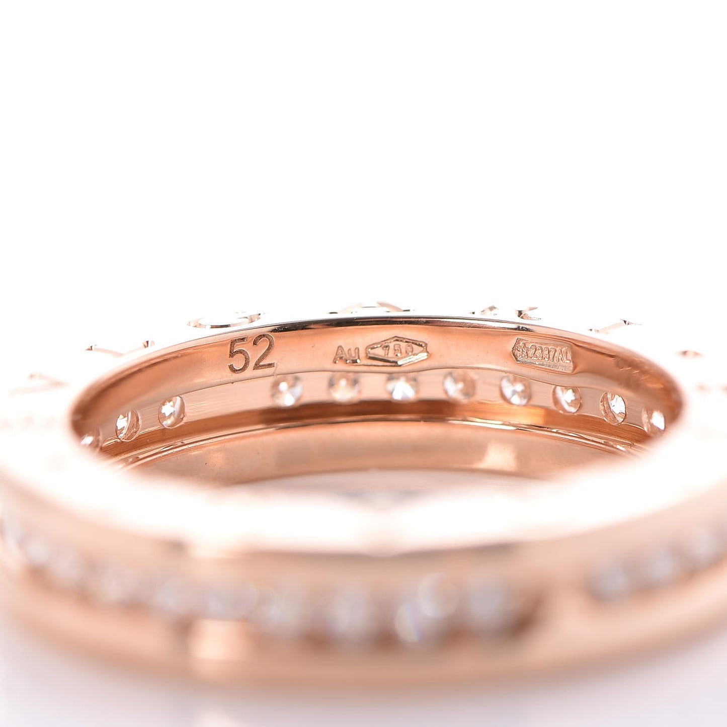 18K Rose Gold Diamond B.Zero1 One-Band Pave Ring 52 6