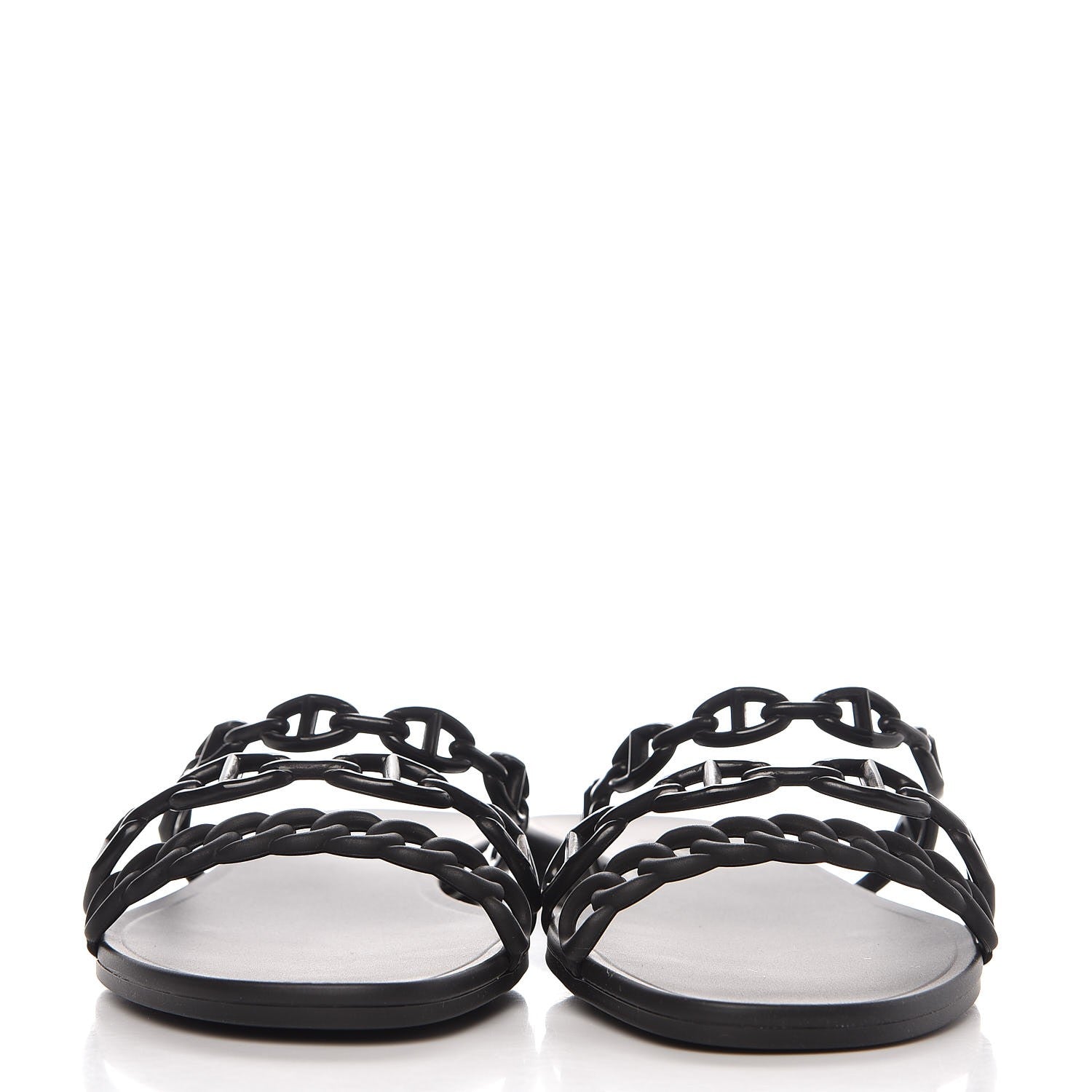 Hermes Rubber Chaine d'Ancre Rivage Sandals 38 Black 2 of 7