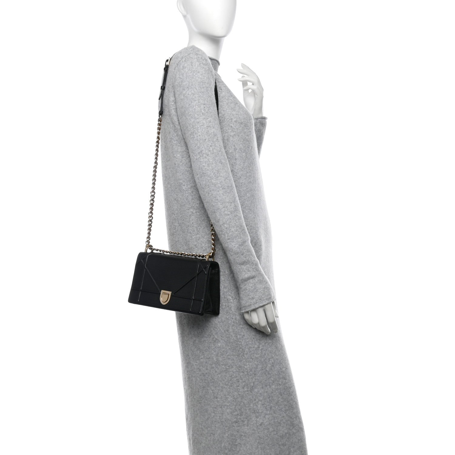 Christian Dior Grained Calfskin Small Diorama Flap Bag Black 2 of 13