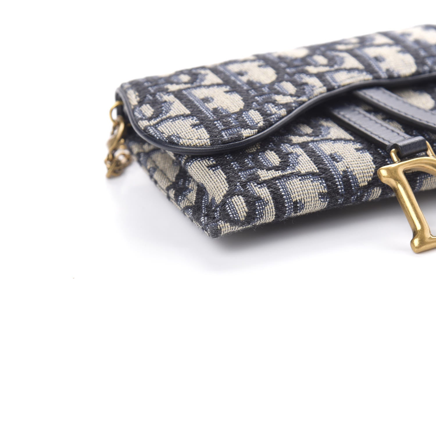 Christian Dior Oblique Nano Saddle Chain Pouch Blue 8 of 10