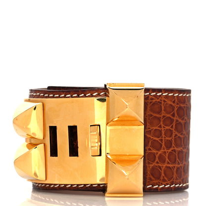 Hermes Shiny Alligator Collier De Chien CDC Bracelet S Fauve 3 of 6