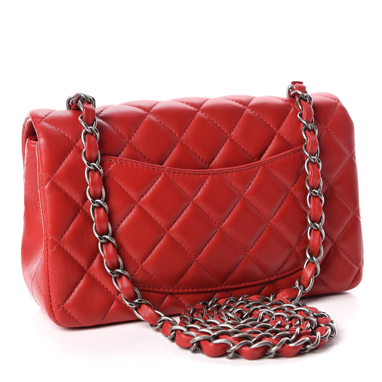 Lambskin Quilted Mini Rectangular Flap Red