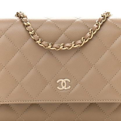 Chanel Caviar Quilted Wallet On Chain WOC Beige 9 of 12