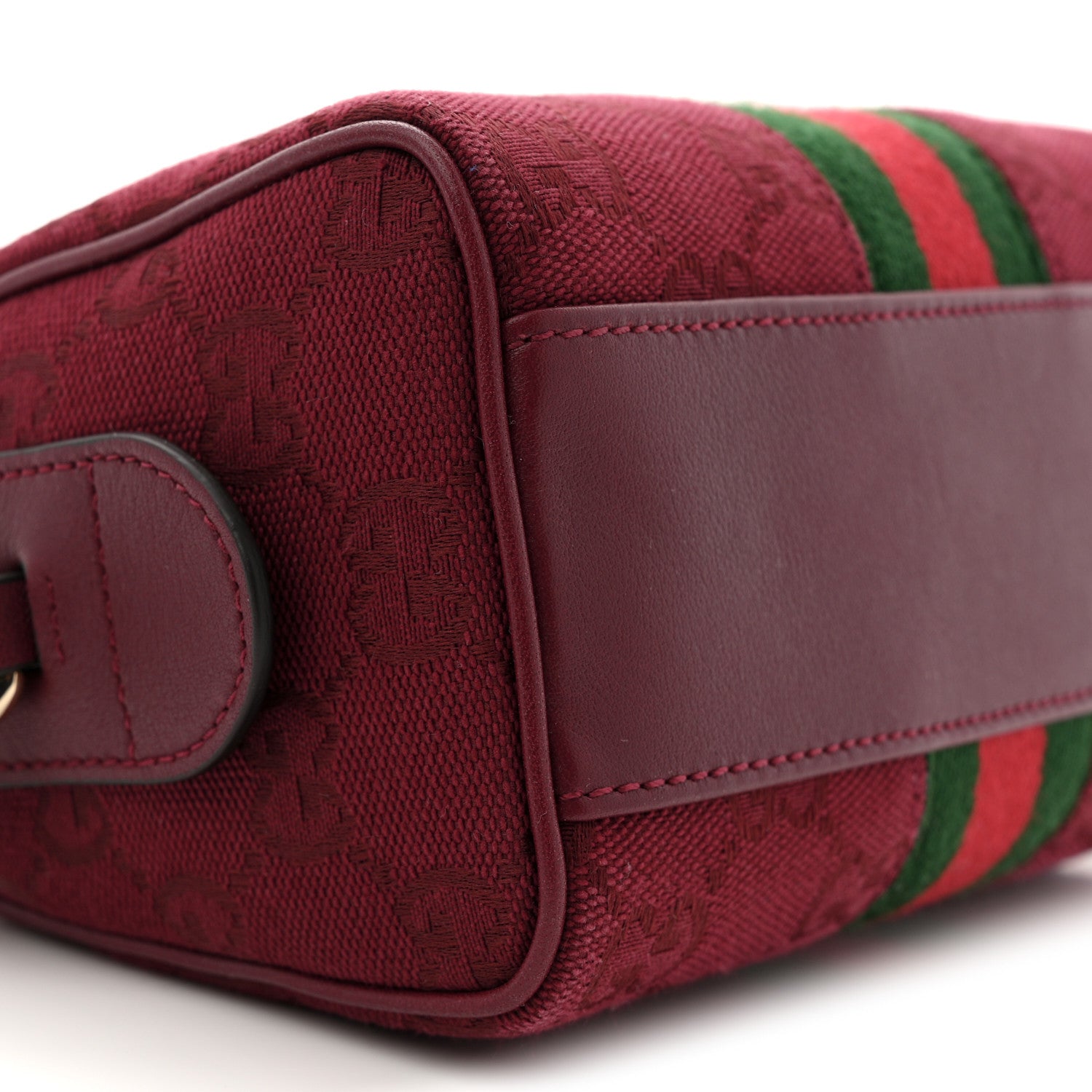 Gucci GG Supreme Monogram Textured Dollar Calfskin Web Super Mini Ophidia Top Handle Bowler Bag Rosso Ancora 17 of 19