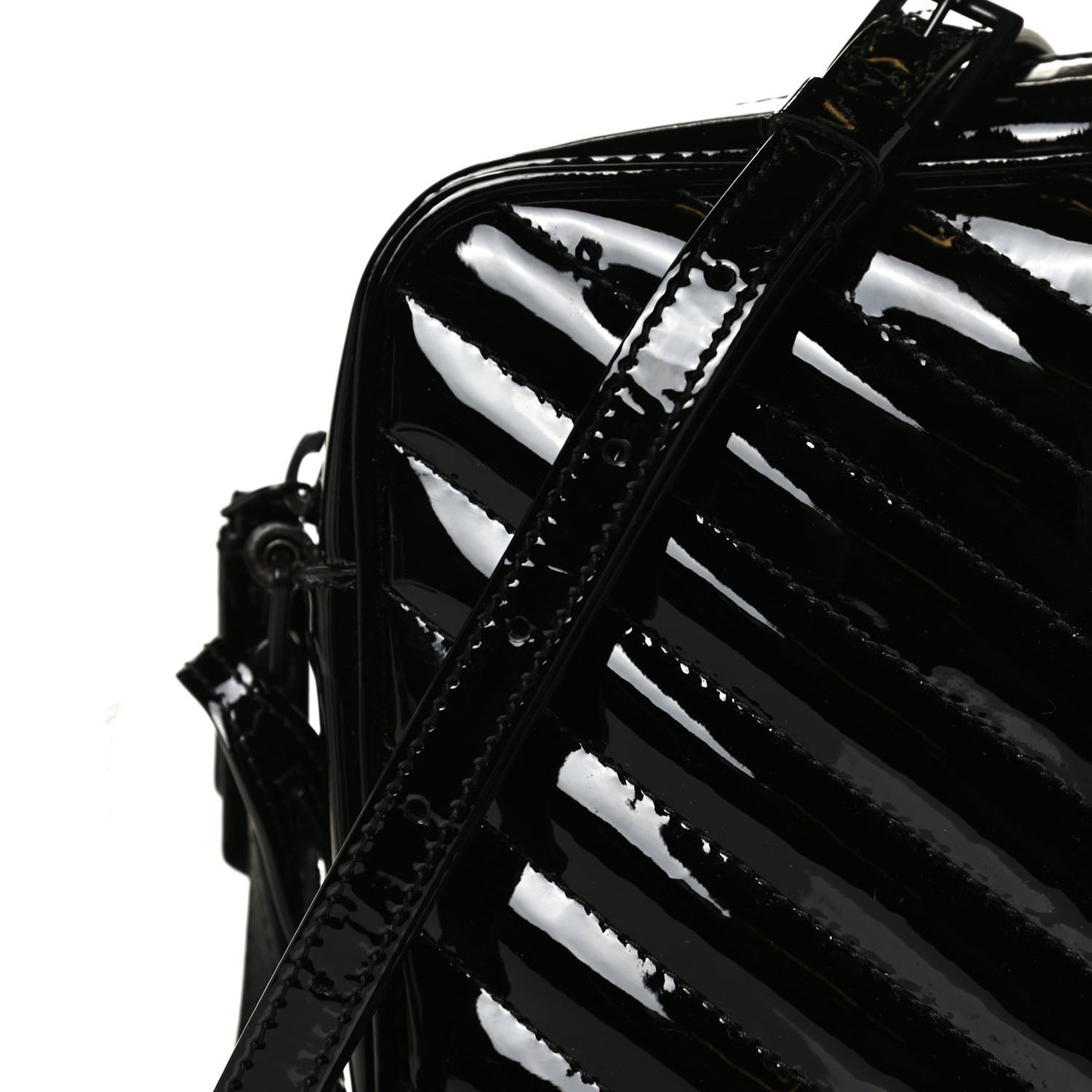 Patent Calfskin Matelasse Monogram Lou Camera Bag Black