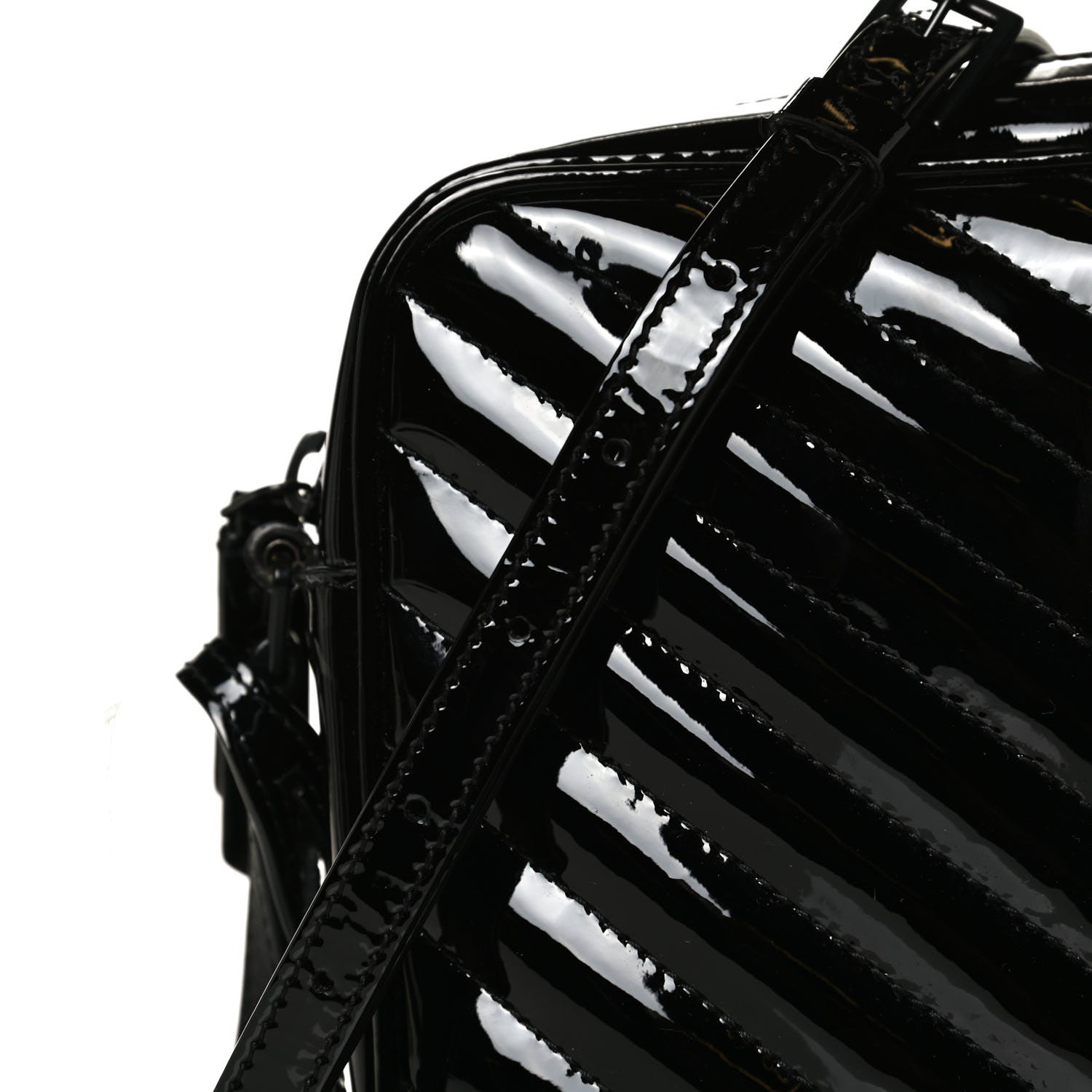 Saint Laurent Patent Calfskin Matelasse Monogram Lou Camera Bag Black 12 of 12