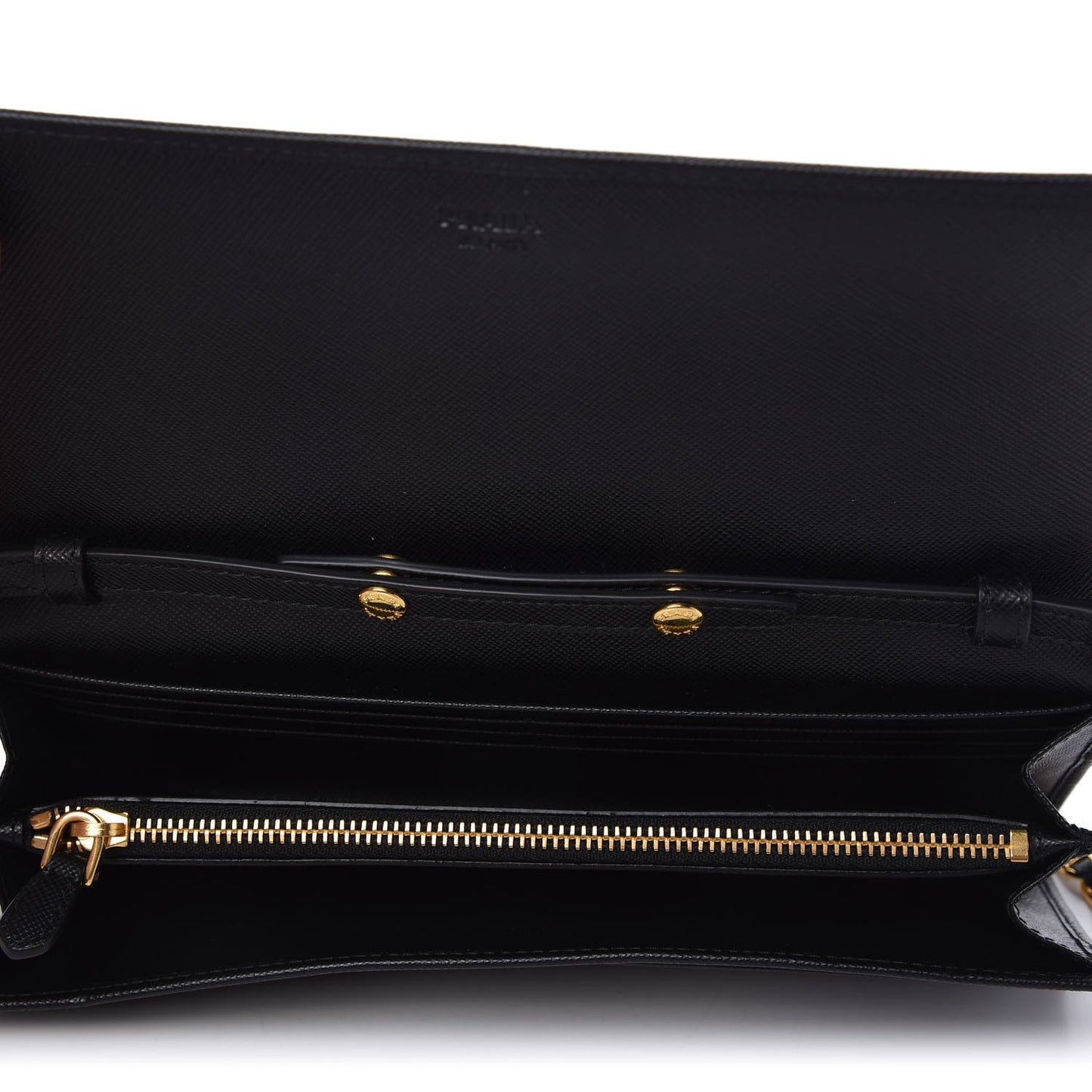 Saffiano Metal Oro Chain Wallet Black