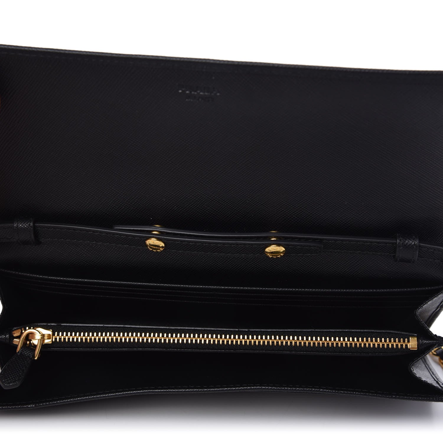 Prada Saffiano Metal Oro Chain Wallet Black 5 of 11