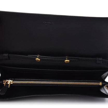 Prada Saffiano Metal Oro Chain Wallet Black 5 of 11
