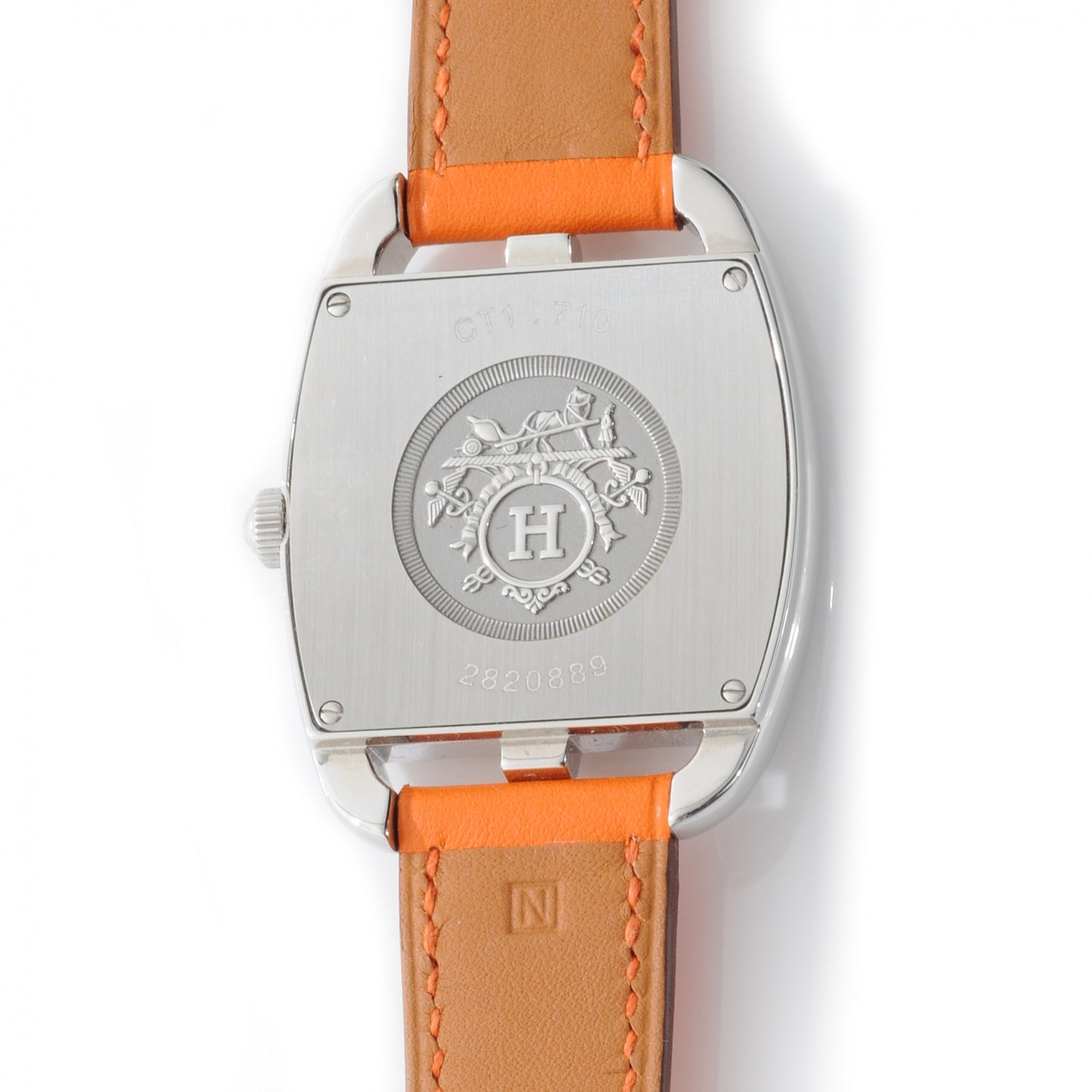 Hermes Stainless Steel Swift 33mm Cape Cod Tonneau Quartz Watch Orange 3 of 6