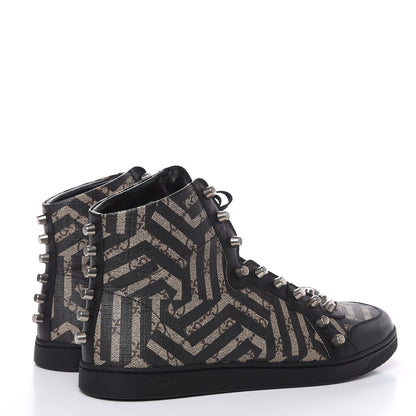 Gucci GG Supreme Monogram Caleido Studded Mens High Top Sneakers 10 Black 4 of 7