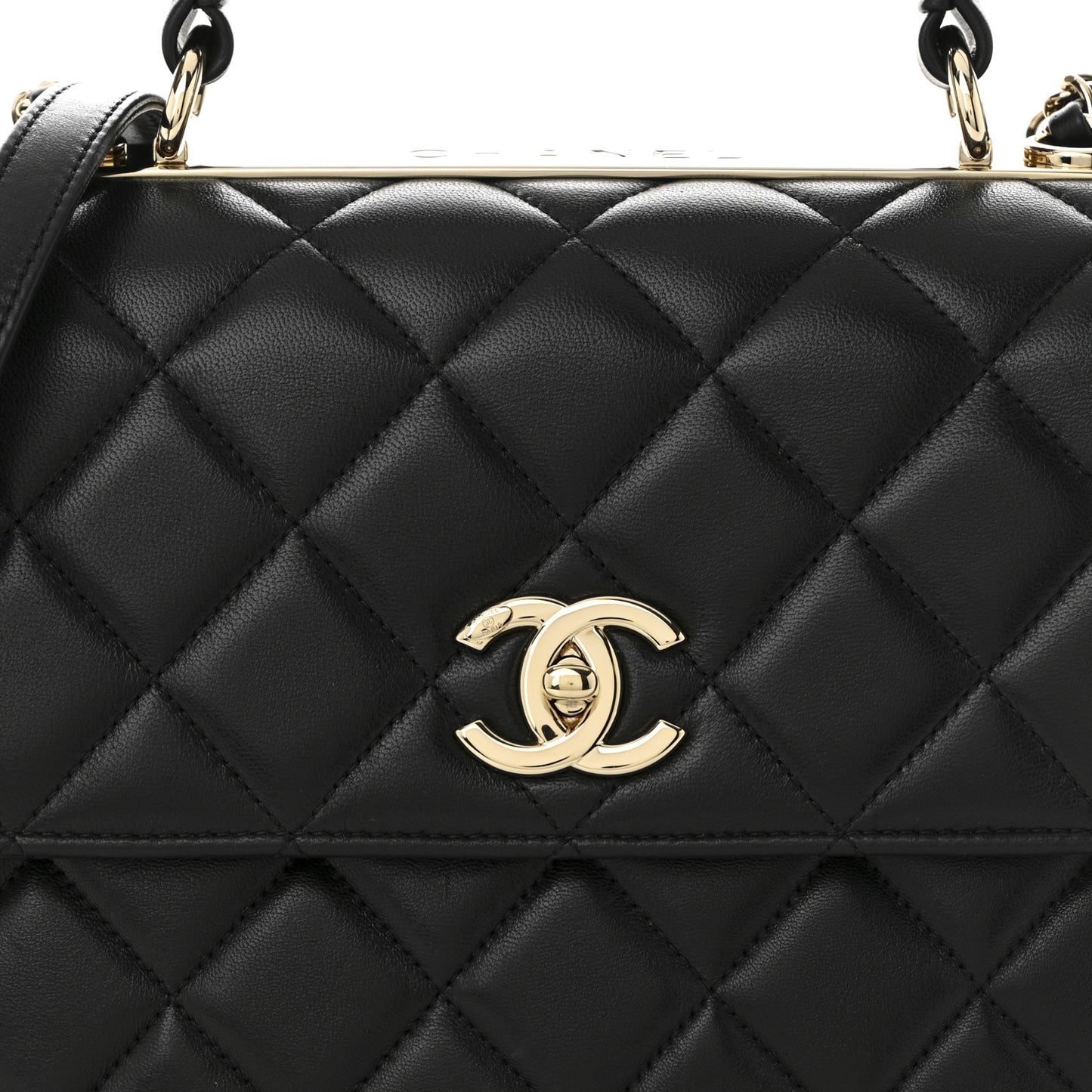 Lambskin Quilted Medium Trendy CC Flap Dual Handle Bag Black