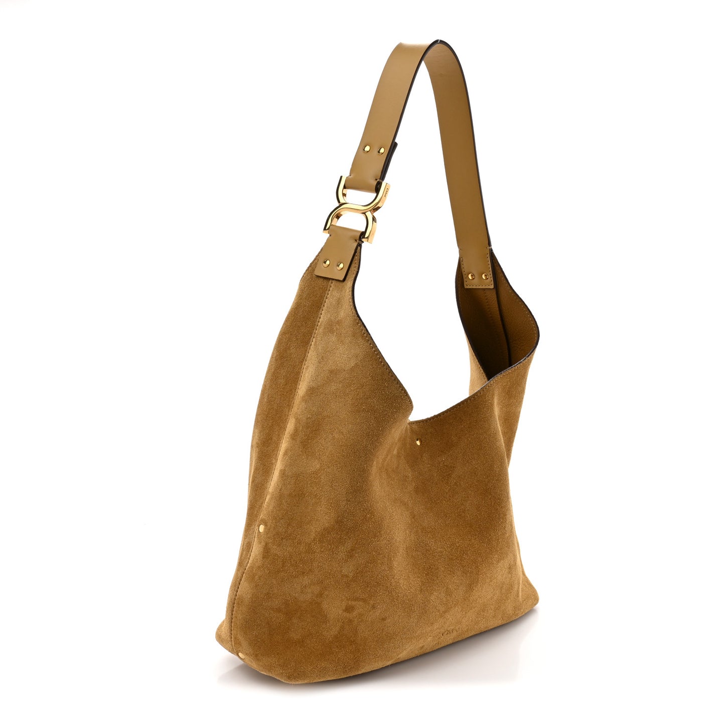 Suede Calfskin Small Marcie Hobo Bag Gold Khaki