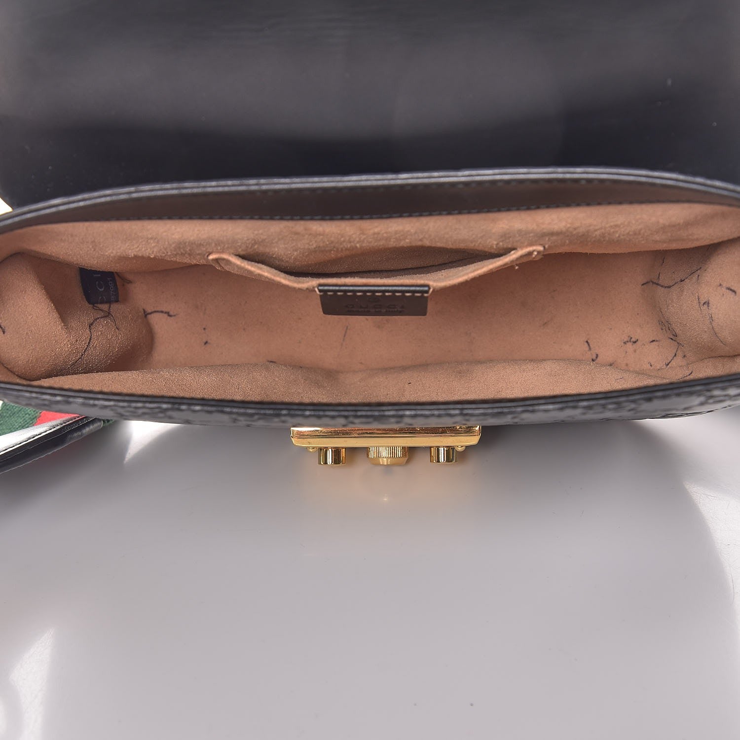 Gucci Guccissima Web Medium Padlock Messenger Shoulder Bag Black 6 of 15