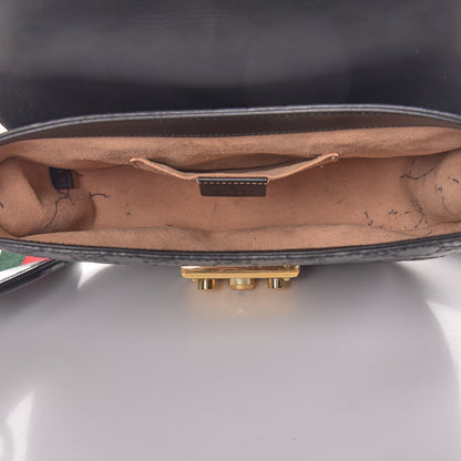 Gucci Guccissima Web Medium Padlock Messenger Shoulder Bag Black 6 of 15