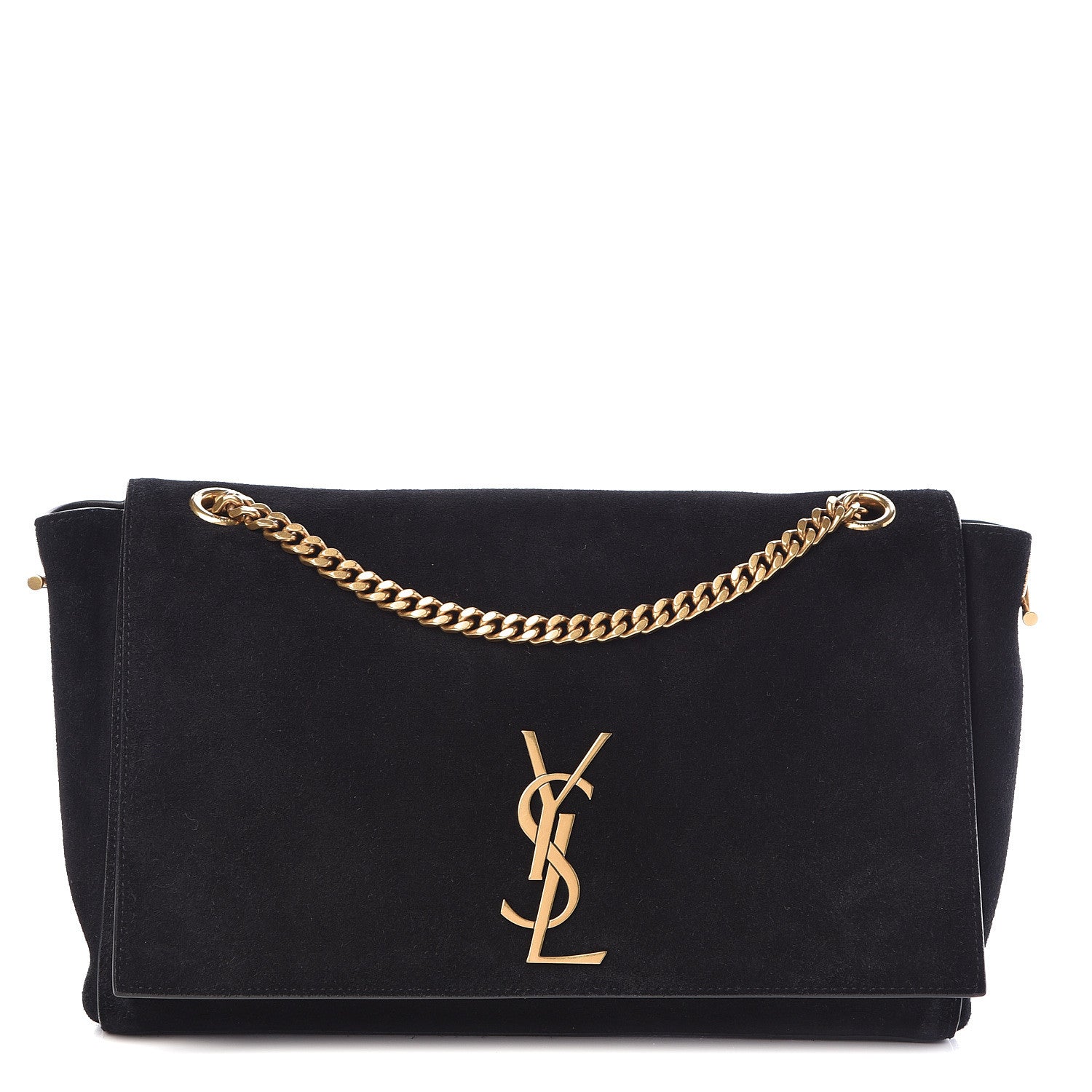 Saint Laurent Smooth Calfskin Suede Medium Reversible Monogram Kate Satchel Black 1 of 19