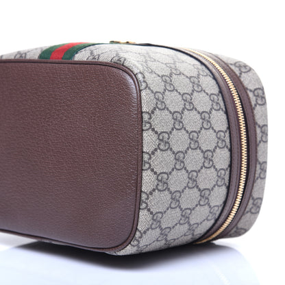 Gucci GG Supreme Monogram Textured Calfskin Web Small Ophidia Vanity Cosmetic Case Beige Ebony New Acero 7 of 14