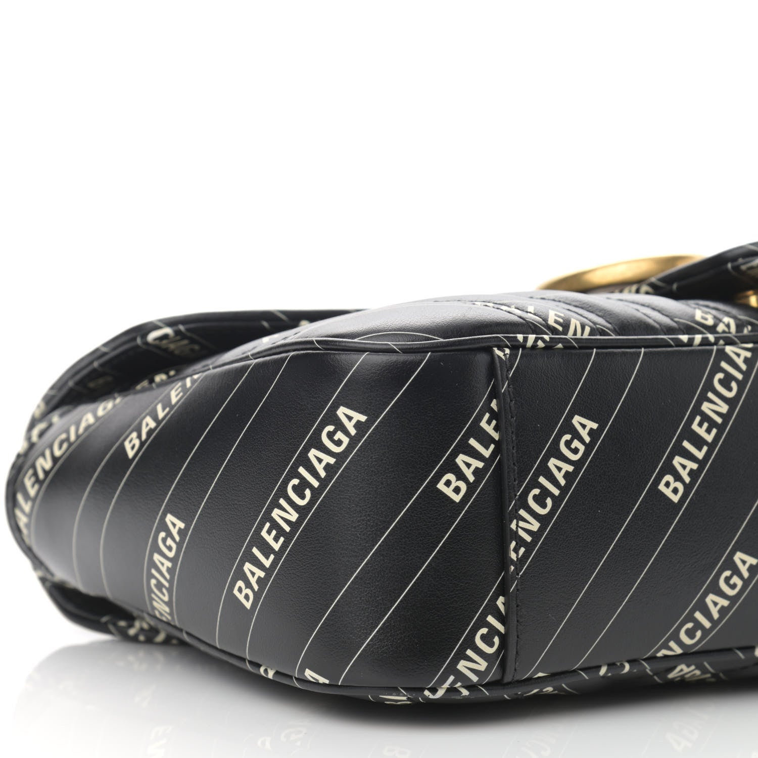 Gucci X BALENCIAGA Calfskin Matelasse Logo Print Small GG Marmont Shoulder Bag Black 9 of 13