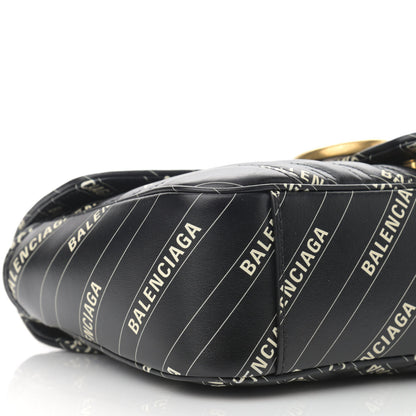 Gucci X BALENCIAGA Calfskin Matelasse Logo Print Small GG Marmont Shoulder Bag Black 9 of 13