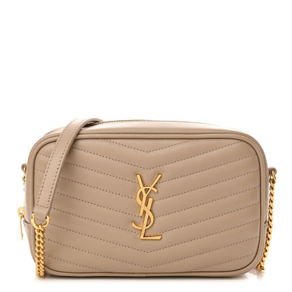Saint Laurent Calfskin Matelasse Monogram Mini Lou Camera Bag Dark Beige 1 of 11