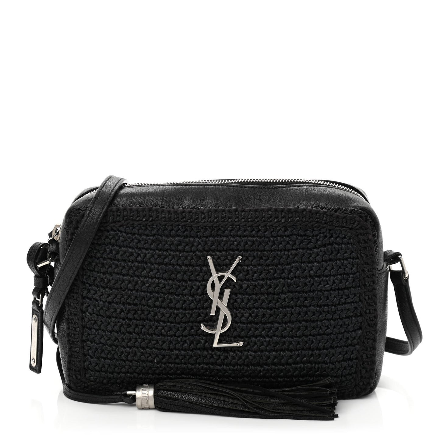 Raffia Canvas Monogram Lou Camera Bag Black