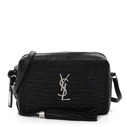 Saint Laurent Raffia Canvas Monogram Lou Camera Bag Black 1 of 11