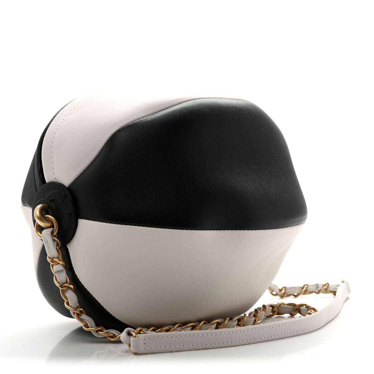 Calfskin Coco Beach Ball Bag White Black