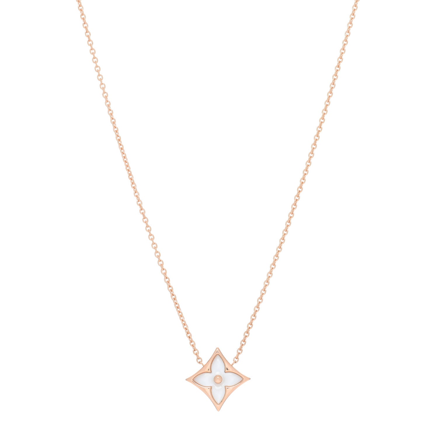 Louis Vuitton 18K Pink Gold Mother of Pearl Color Blossom Star Pendant Necklace 1 of 4