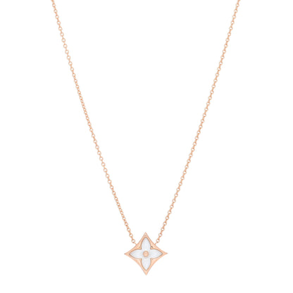 Louis Vuitton 18K Pink Gold Mother of Pearl Color Blossom Star Pendant Necklace 1 of 4