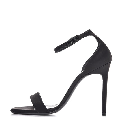 Saint Laurent Satin Jane 80 Ankle Strap Sandals 39 Black 1 of 11