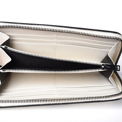 Saint Laurent Grain De Poudre Matelasse Chevron Monogram Zip Around Wallet Porcellana Black 5 of 10