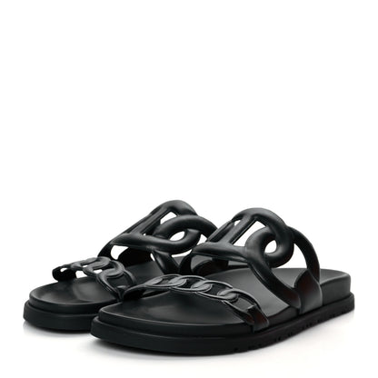 Hermes Nappa Extra Sandals 37 Black 3 of 9