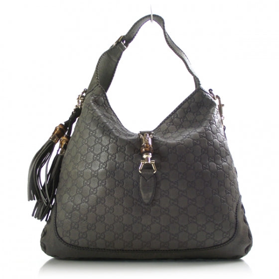 Guccissima Large New Jackie Shoulder Bag Gray