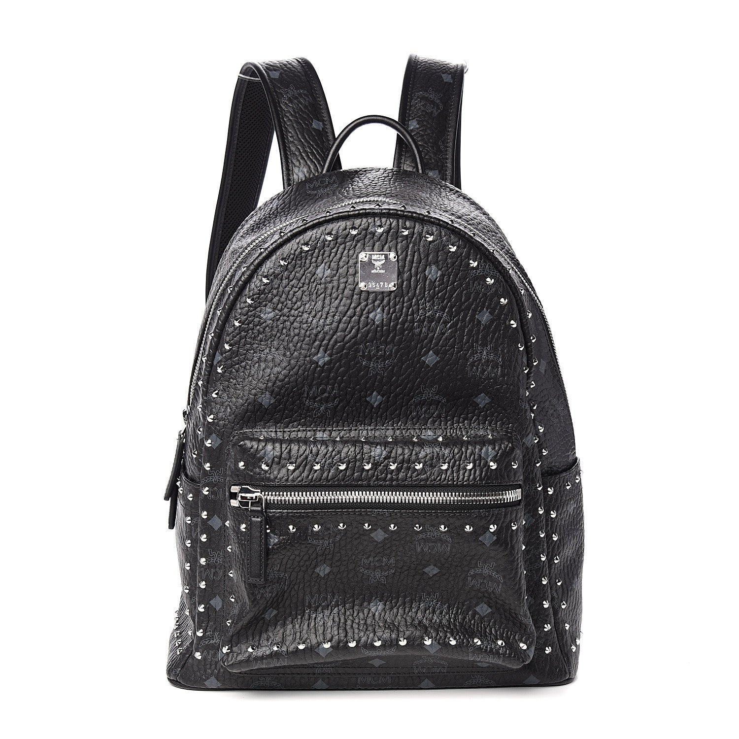 MCM Visetos Studded Small Stark Backpack Black 1 of 9