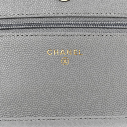 Chanel Caviar Quilted Textured CC Wallet On Chain WOC Grey 6 of 11