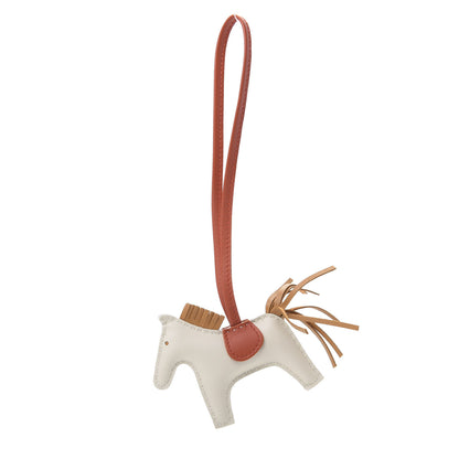 Hermes Milo Lambskin Grigri Rodeo Horse Bag Charm PM Craie Sesame Cornaline 1 of 5