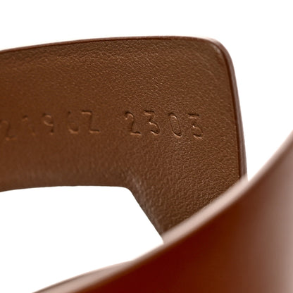 Hermes Calfskin Legend Wedge Sandals 38.5 Gold 9 of 18