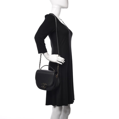 Chanel Shiny Calfskin Goatskin Quilted Medium Coco Curve Messenger Flap Black 2 of 12