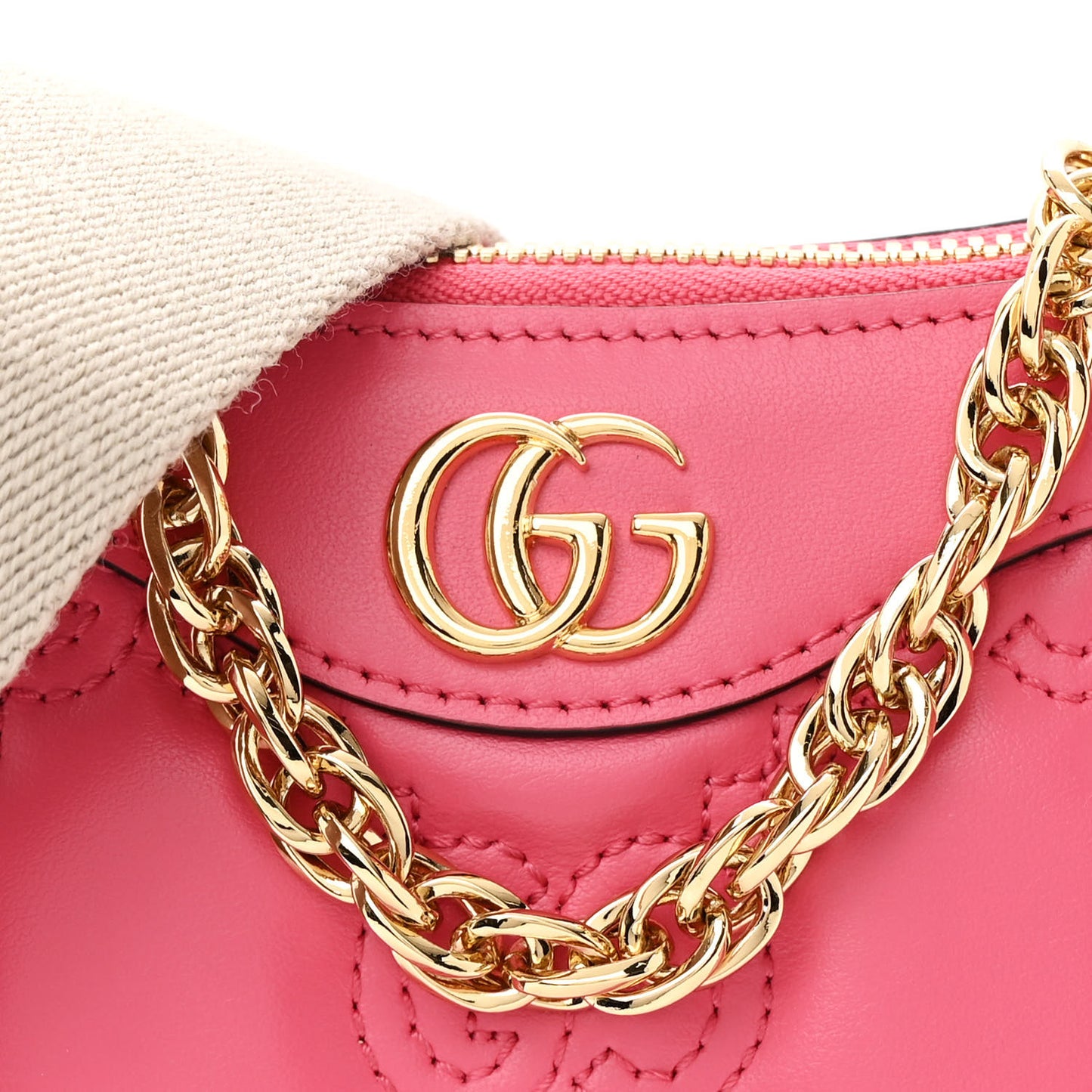 Calfskin GG Matelasse Chain Handbag Rhodamine Pink Natural